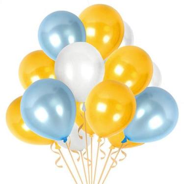 Imagem de Balões de látex de 10 polegadas, 50 unidades, ouro fosco, azul claro p