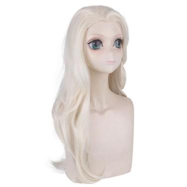 Imagem de Peruca de cosplay Elsa Princess, fantasia de anime, 65 cm, cabelo sint