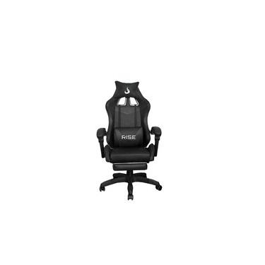 Imagem de Cadeira Gamer Rise Mode X06, Ângulo Ajustável, Até 120Kg, Apoio Para os Pés Retrátil, Preto e Cinza - RM-CG-X06-BG