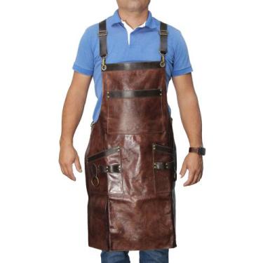 Imagem de Avental Churrasqueiro Couro Marrom - GGFontanezi, Marrom