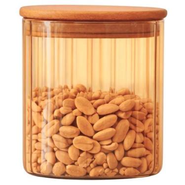 Imagem de Pote de Vidro Hermético Borossilicato Canelado Âmbar 650ml Mantimentos