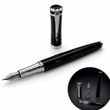 Imagem de Caneta tinteiro executiva metal preto prata 0,5mm gn2702 luxo - LUYKE