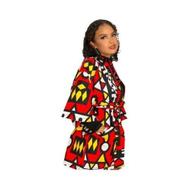 Imagem de Kimono plus Size Com Estampa Africana, Cardigã Dashiki, Vestido Geomét