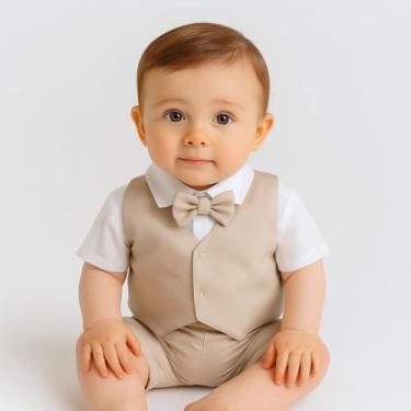 Imagem de Conjunto de Batizado Para Bebê Menino com Gravata e Colete Samuel - Ko