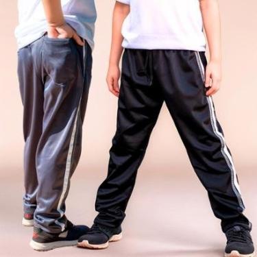 Imagem de Kit 2 Calça Infantil Helanca Flanelada Esportiva Escola Uniforme-Masculino