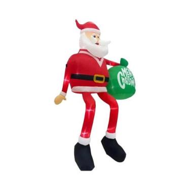 Imagem de Papai Noel Inflável De 2,4 Metros Com Luzes LED Para Decoração De Nata