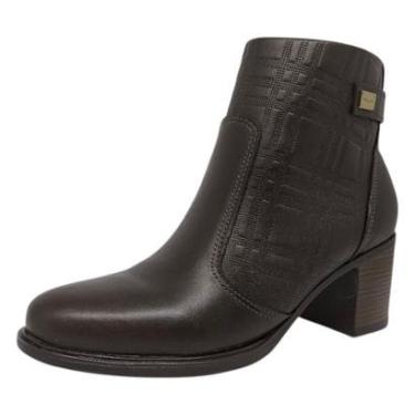 Imagem de Bota Cano Baixo Feminino Couro Elegante Conforto Pegada-Feminino