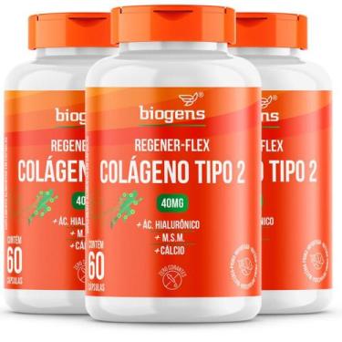 Imagem de Kit 3x Colágeno Tipo 2 Regener Flex 40mg Ácido Hialurônico M.S.M Cálci