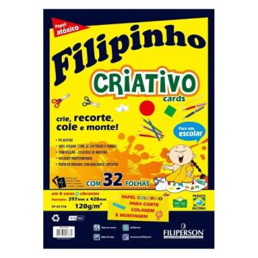 Imagem de Papel Criativo A3 Filiperson Filipinho 120g 8 Cores 32 Folhas