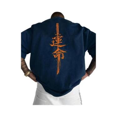 Imagem de Camiseta Masculina De Algodão Com Manga Curta, Estampa De Espada Samur