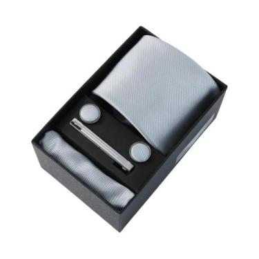 Imagem de Conjunto De Gravata Masculina De Luxo Em Cor Sólida Com Lenço De Bolso