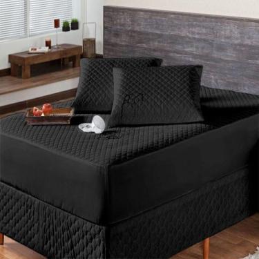 Imagem de Protetor De Colchão Impermeável Matelado Queen Preto - ENXOVAIS AQUARE