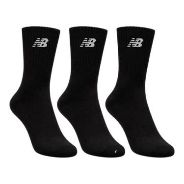 Imagem de Kit 3 Pares de Meia New Balance Cano Longo Masculina, Preto
