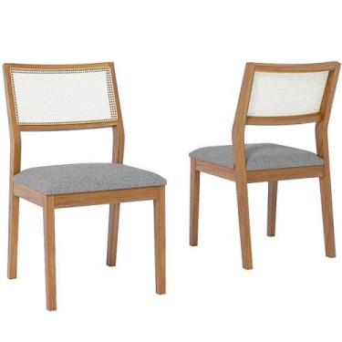 Imagem de Kit 2 Cadeiras Bella Madeira Tecido Linho Cimol Cor Cinza, Cinza
