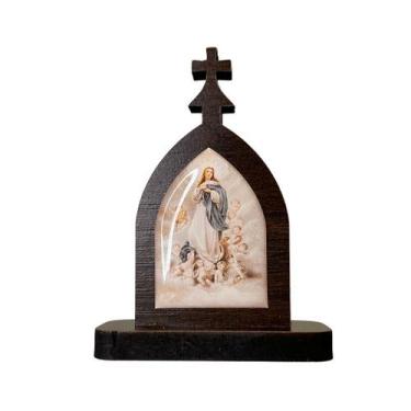 Imagem de Mini Capela de Nossa Senhora da Imaculada Conceição em MDF - Marrom Es