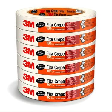 Imagem de Kit 6 Fita Crepe Branca 18mm X 50m Rolo Resistente Para Pintura 101LA 3M