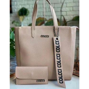 Imagem de Bolsa Feminina Oem Estilo Sacola com Fecho de Zíper 32cm X 34cm Amêndoa para Dia a Dia...