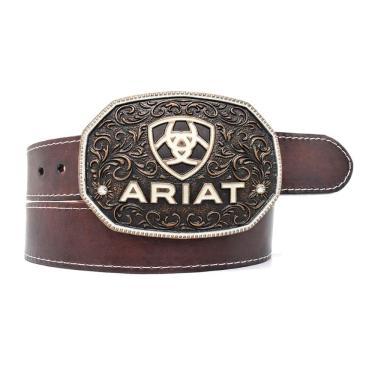 Imagem de Cinto Country Ariat Couro Unissex Liso Fivela Removivel Grande Cavalgada Boiadeiro