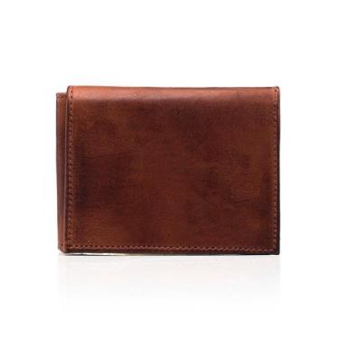 Imagem de Carteira Masculina Couro Porta Cartão Fóssil Lisa Estilosa, Marrom