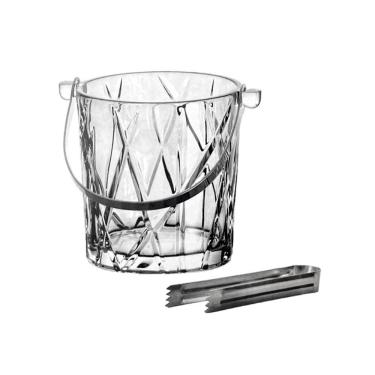 Imagem de Balde de Gelo de Cristal L`Hermitage Com Pegador e Pinça 1 Litro Forest 1 Peça