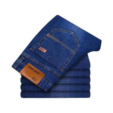 Imagem de Calças Jeans Masculinas De Luxo Leve Para Negócios 2025, Azul E Preto,