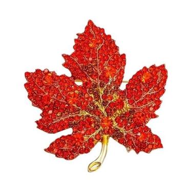Imagem de Broche Elegante De Folha De Bordo Em Cristal Para Mulheres E Homens, J