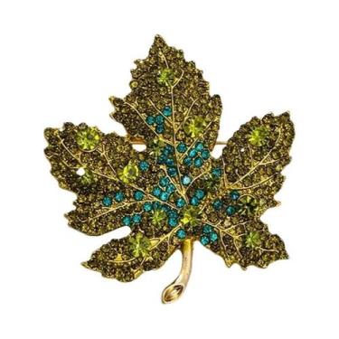 Imagem de Broche Elegante De Folha De Bordo Em Cristal Para Mulheres E Homens, J