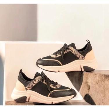 Imagem de Tenis casual feminino sneaker chunky animal print preto modare, 36
