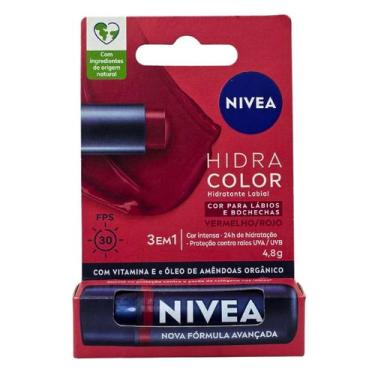 Imagem de Hidratante Labial Vermelho 3 em 1 FPS 30 Hidra Color Nivea 4,8g