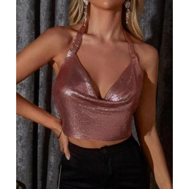 Imagem de B0422- Blusa Top Cropped Metalizado Brilho Festa Balada Carnaval - xum