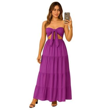 Imagem de Vestido de Festa Liso Longo Blogueira Papilloo, Roxo