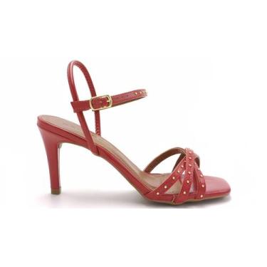 Imagem de Sandália Feminina Salto Agulha Parabela 8602325, Scarlet, 36
