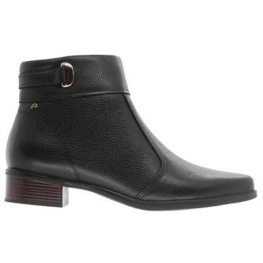 Imagem de Bota Feminina Cano Curto Couro Pegada 282503 Preta, Preto, 36