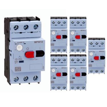 Imagem de Kit 6 Disjuntor Motor Tripolar WEG MPW18-3-U018, Ajustável 1218 A, 690