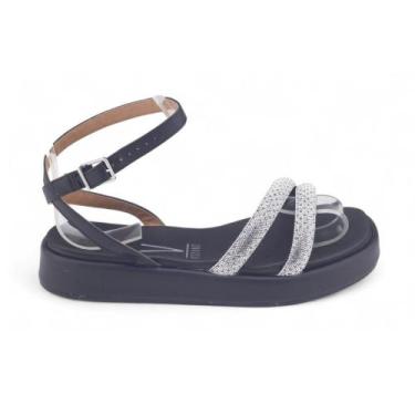 Imagem de Sandália Papete Flatform Feminina Vizzano 6506.109 Strass, 38, Preto, 