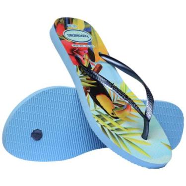 Imagem de Chinelo havaianas slim tropical fc, Azul, 35/36