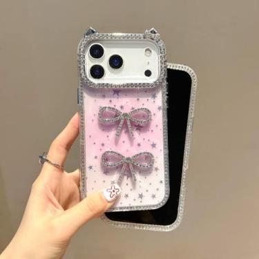 Imagem de Capa de celular Roemary Stars Bowknots para iPhone 16 Plus 6,7" rosa