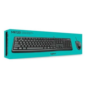 Imagem de Kit Mouse E Teclado Logitech Mk120 Preto Com Fio abnt2 920-004429