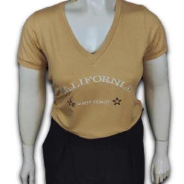 Imagem de Blusa Feminina Gola V e Estampa Bordado a Maquina Califórnia Plus Size