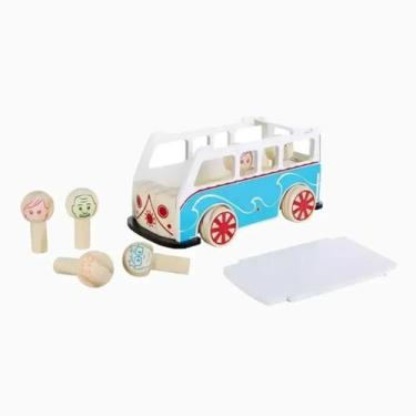 Imagem de Kombi de madeira Com Bonecos E Teto Removível - NewArt Toys