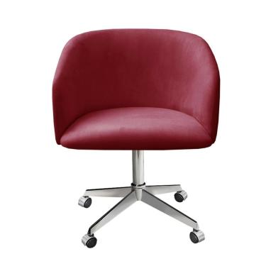 Imagem de Poltrona Atenas Giratória com Rodinhas Suede Espuma D26 Bordô Bella Decor