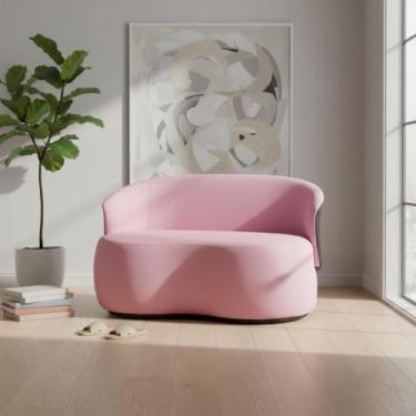 Imagem de Namoradeira Decorativa Beatriz Orgânica Composê Couro Marrom Suede Ros