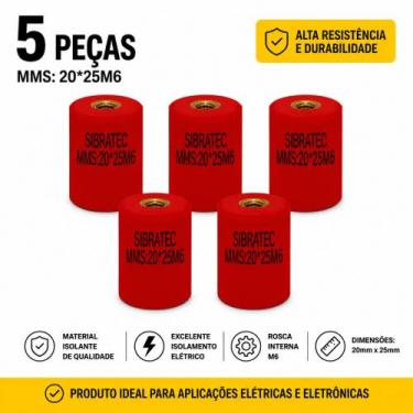 Imagem de KIT 5 ISOLADOR PARA BARRAMENTO TIPO EPOXI 20x25xM6 ROSCA M6 - Sibratec