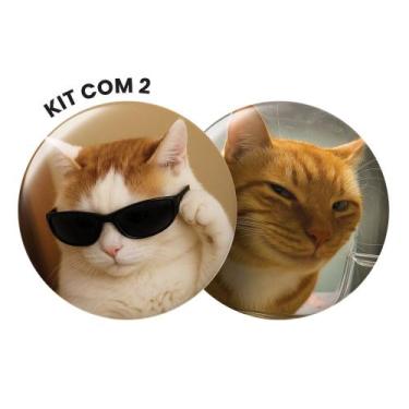 Imagem de Botton Gatos Memes Engraçados Kit com 2 peças 4,5cm - Oldy