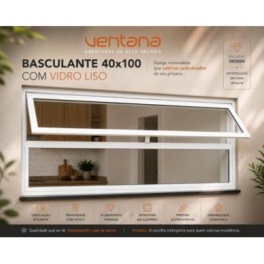 Imagem de Vitro Basculante Janela 40x100 Branco Vidro Liso - Variadas