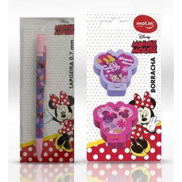 Imagem de Kit Lapiseira Minnie 0,7mm + 2 Borrachas Minnie Rosa e Lilás Molin - T