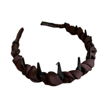Imagem de Pente De Cabelo Feminino Marrom De Resina Com Dentes Ondulados E Desig