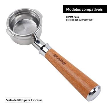 Imagem de Portafilter Sem Fundo Com Cabo De Madeira Para Delonghi, Barsetto, Ber