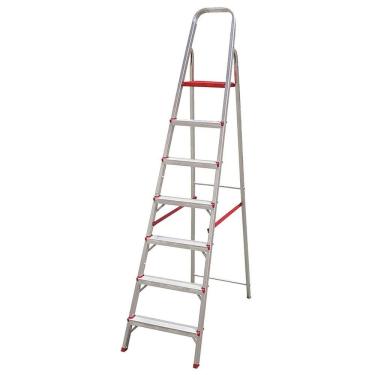 Imagem de Escada Suprema 7 Degraus Alumínio com Patamar Reforçado Dobrável 120KG Worker 136CM