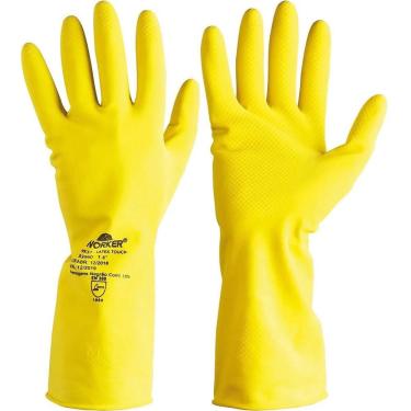 Imagem de Luva de Látex Sensitive WK37 Antiderrapante Flocada P Amarela Proteção Worker